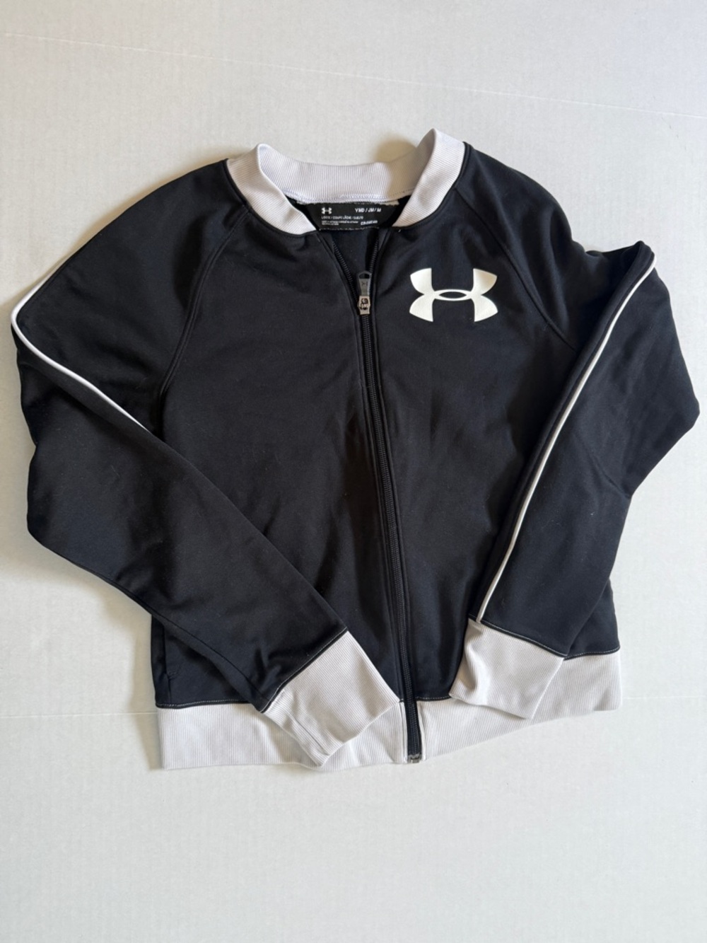 Under Armour Black Track Jacket with White Trim & Logo, 1299933